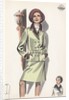 Model wearing belted suit by Anonymous
