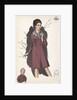 Model wearing coat with fur collar by Anonymous