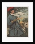 Woman and pet dog by Anonymous