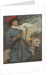 Woman and pet dog by Anonymous