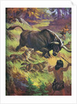 Cavemen hunting an auroch by Anonymous