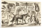 A Wolf, with a Sheep, a Dog and various flowers and insects by Wenceslas Hollar