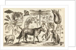 A Wolf, with a Sheep, a Dog and various flowers and insects by Wenceslas Hollar