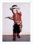 Little cowboy fires play six shooters, ca. 1956 by Anonymous