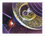 Cutaway view of a Bernal Sphere space colony for 10,000 people by Anonymous