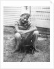 Boy sitting a very small wagon, ca. 1938 by Anonymous