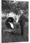 Woman in men's' clothes with a stroller at a baby shower, ca. 1924 by Anonymous