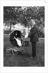 Woman in men's' clothes with a stroller at a baby shower, ca. 1924 by Anonymous