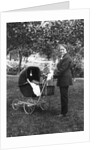 Woman in men's' clothes with a stroller at a baby shower, ca. 1924 by Anonymous