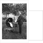 Woman in men's' clothes with a stroller at a baby shower, ca. 1924 by Anonymous