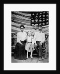 Family pose in front of American Flag, ca. 1898 by Anonymous
