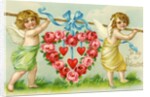 Valentine with two cherubs by Anonymous