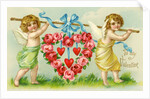Valentine with two cherubs by Anonymous