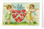 Valentine with two cherubs by Anonymous
