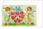 Valentine with two cherubs by Anonymous