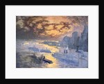 Reflective River (New York City: Ships on the East River, Statue of Liberty in the Distance) by Joseph Pennell