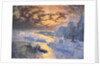 Reflective River (New York City: Ships on the East River, Statue of Liberty in the Distance) by Joseph Pennell