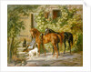 Horses at the Porch by Albrecht Adam