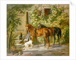 Horses at the Porch by Albrecht Adam