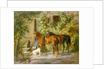 Horses at the Porch by Albrecht Adam