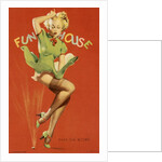 Woman with dress blowing in blast of air by Anonymous