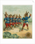 Advertisement with rabbit soldiers by Anonymous