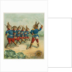 Advertisement with rabbit soldiers by Anonymous