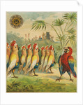 Advertisement with parrot soldiers by Anonymous