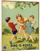 Czech English cotton label with children playing Ring-o-Roses by Anonymous