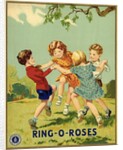 Czech English cotton label with children playing Ring-o-Roses by Anonymous