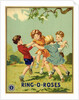 Czech English cotton label with children playing Ring-o-Roses by Anonymous