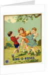 Czech English cotton label with children playing Ring-o-Roses by Anonymous