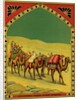 Czech English cotton label with caravan of camels by Anonymous