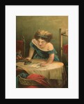 Victorian print of girl ironing by Anonymous