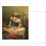 Victorian print of girl ironing by Anonymous