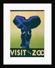 Visit the Zoo poster with elephant by Anonymous