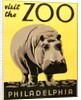 Visit the Zoo poster with hippopotamus by Anonymous
