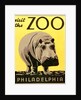 Visit the Zoo poster with hippopotamus by Anonymous