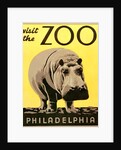 Visit the Zoo poster with hippopotamus by Anonymous