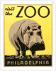 Visit the Zoo poster with hippopotamus by Anonymous
