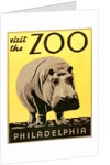 Visit the Zoo poster with hippopotamus by Anonymous
