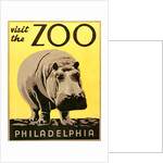 Visit the Zoo poster with hippopotamus by Anonymous