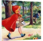 Little Red Riding Hood and Big Bad Wolf in woods by Anonymous