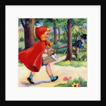 Little Red Riding Hood and Big Bad Wolf in woods by Anonymous