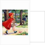 Little Red Riding Hood and Big Bad Wolf in woods by Anonymous