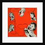 Vintage iIllustration with five housewives talking on telephones by Anonymous