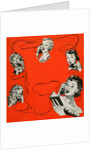 Vintage iIllustration with five housewives talking on telephones by Anonymous