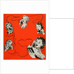 Vintage iIllustration with five housewives talking on telephones by Anonymous
