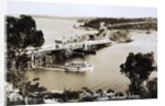 Sydney Spit Bridge, Middle Harbour, Sydney, New South Wales, Australia in 1924. The bridge shown is a wooden lifting bridge. On the road, there are cars of the period. by Anonymous