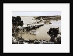 Sydney Spit Bridge, Middle Harbour, Sydney, New South Wales, Australia in 1924. The bridge shown is a wooden lifting bridge. On the road, there are cars of the period. by Anonymous